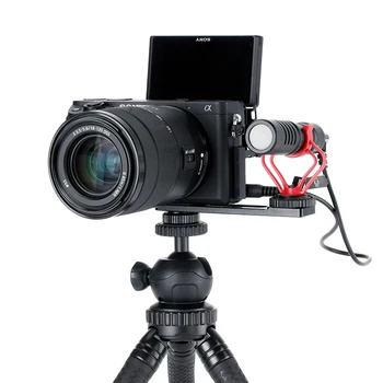 

Portable Vlog Microphone Mount Bracket With Cold Shoe For A6400 A6500 A6300 G7X Camera Aluminum Alloy Vlog Mount Plate