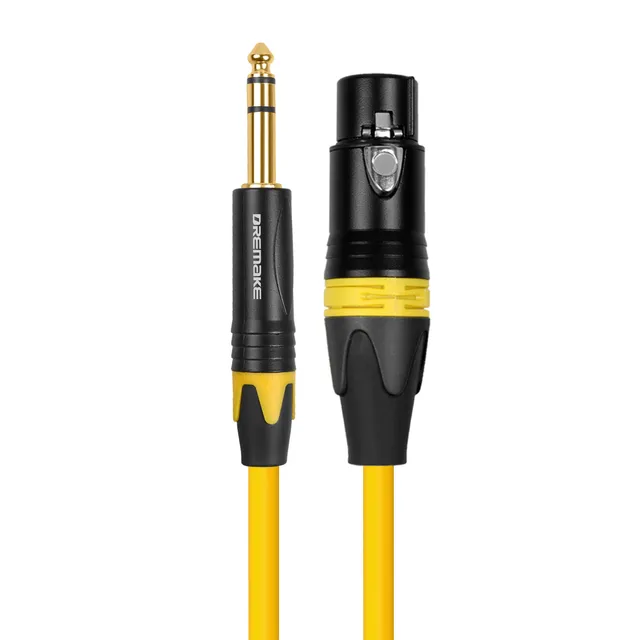 DREMAKE Mic Cable Wire XLR Cable Audio Cable Cannon Cable Jack 6.5mm 1/4 Inch Male to XLR Female Cord for Pro Audio Amplifier Yellow