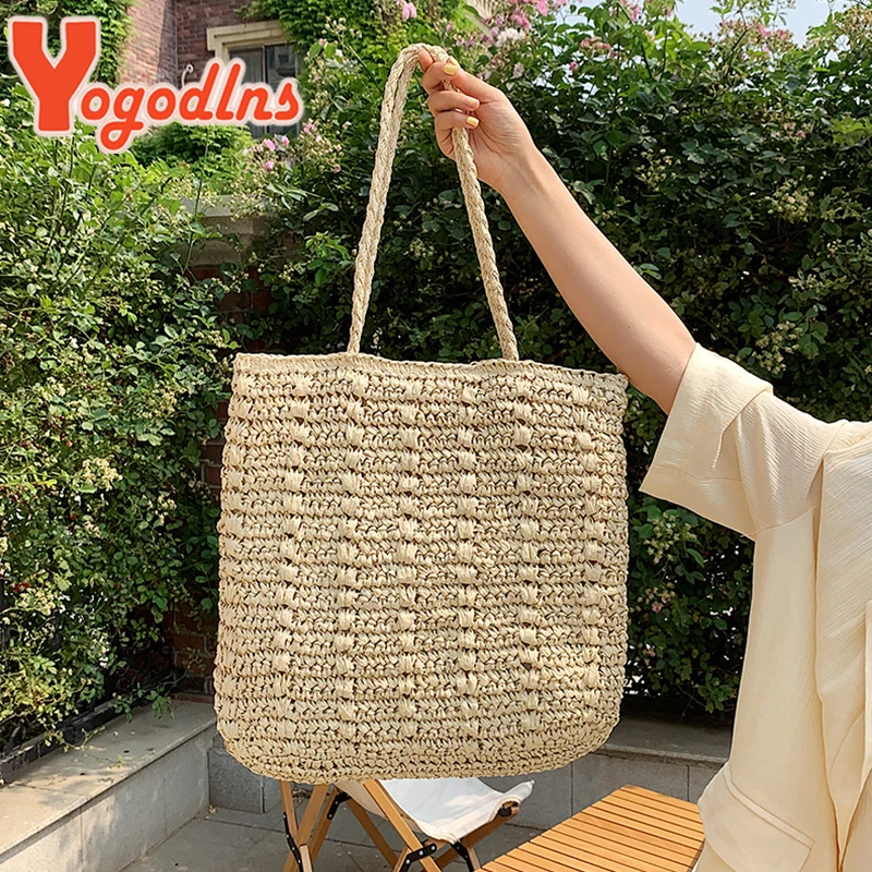 Summer Large Capacity Straw Bag Women Handmade Woven Totes Bag Bohemia Beach Handbag Travel Shoulder Bags Clutch Bolsa