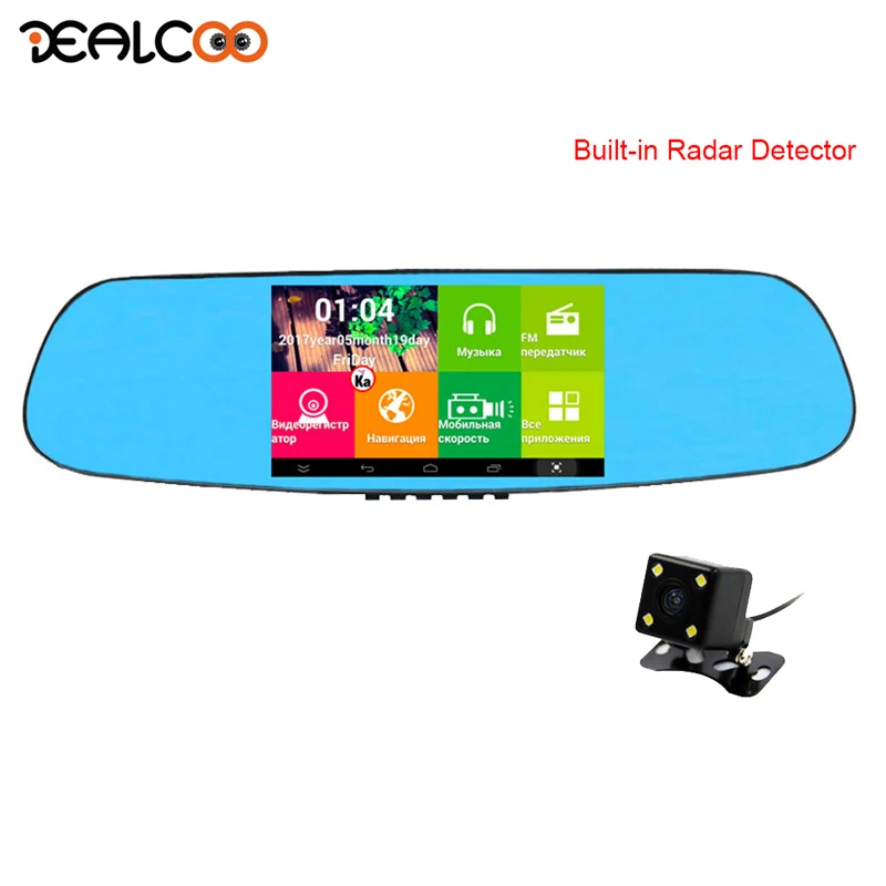 

Dealcoo Car Dvr Android Mirror Camera Dual Lens Dash Cam 3 In 1 Radar Detector Registrar Dash Camera Mirror Video Recorder GPS