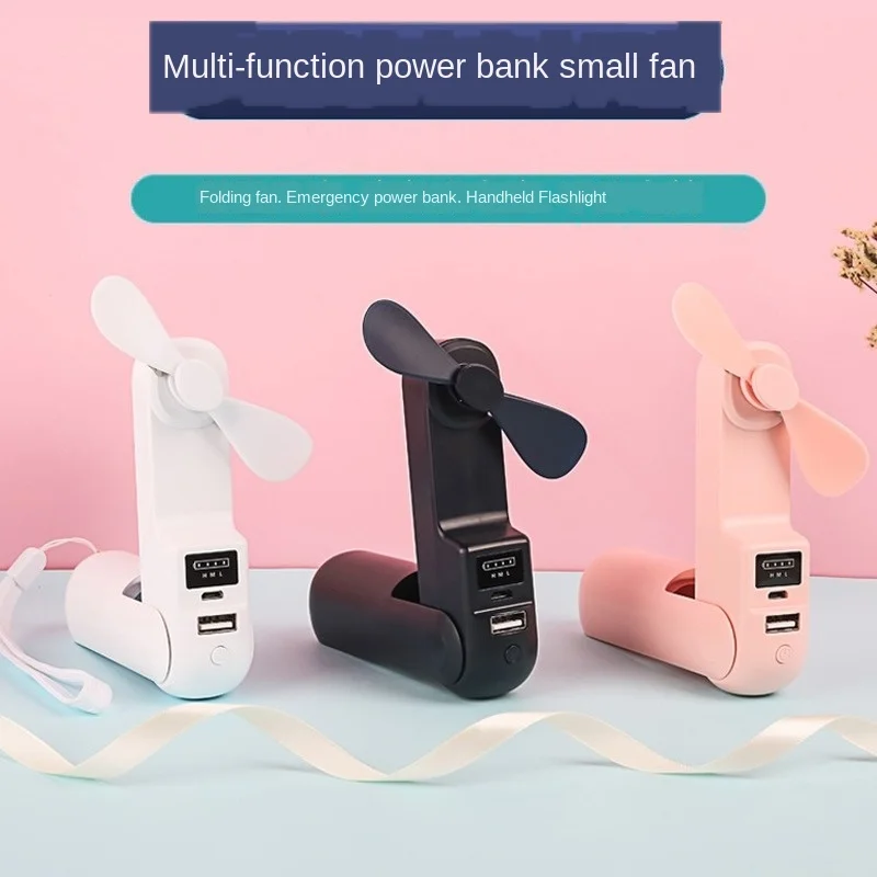 

3 Functions Usb Folding Hand-held Hair Dryer Mini Convenient Small Fan Multifunctional Charging Treasure Hair Dryer Flashlight