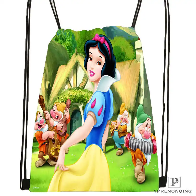 CustomSnow White Seven Dwarfs#1 походная сумка на шнурке милый рюкзак для детей(черная спинка) 31x40 см#180531-02-34 - Цвет: Drawstring Backpack