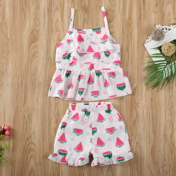 

UK Toddler Baby Girls Sleeveless Ruffle Tops Shorts Suisuit Outfits Clothes 2PCS