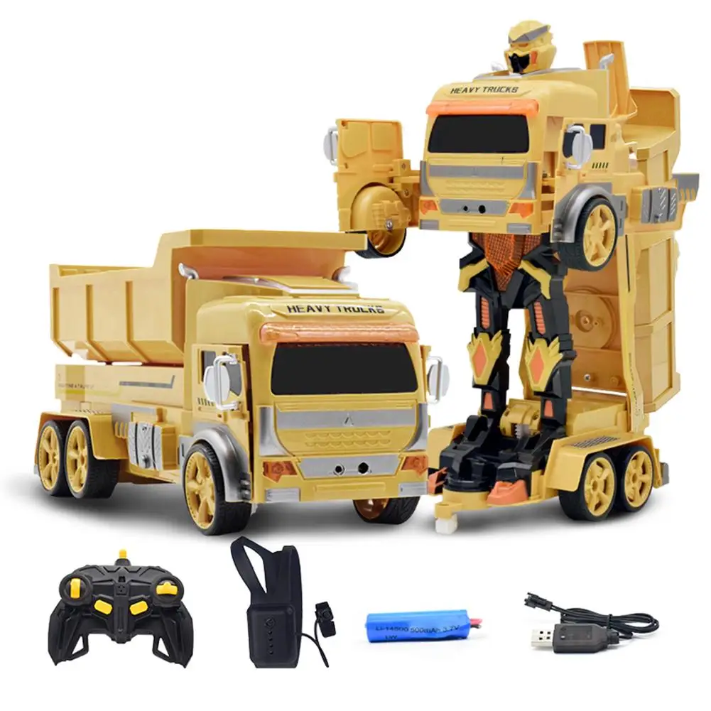 

RC Engineering Vehicle 1:12 One Key Deformation Dump Truck Watch Gravity Gesture Sensing Trunk RC Car Toys For Kids
