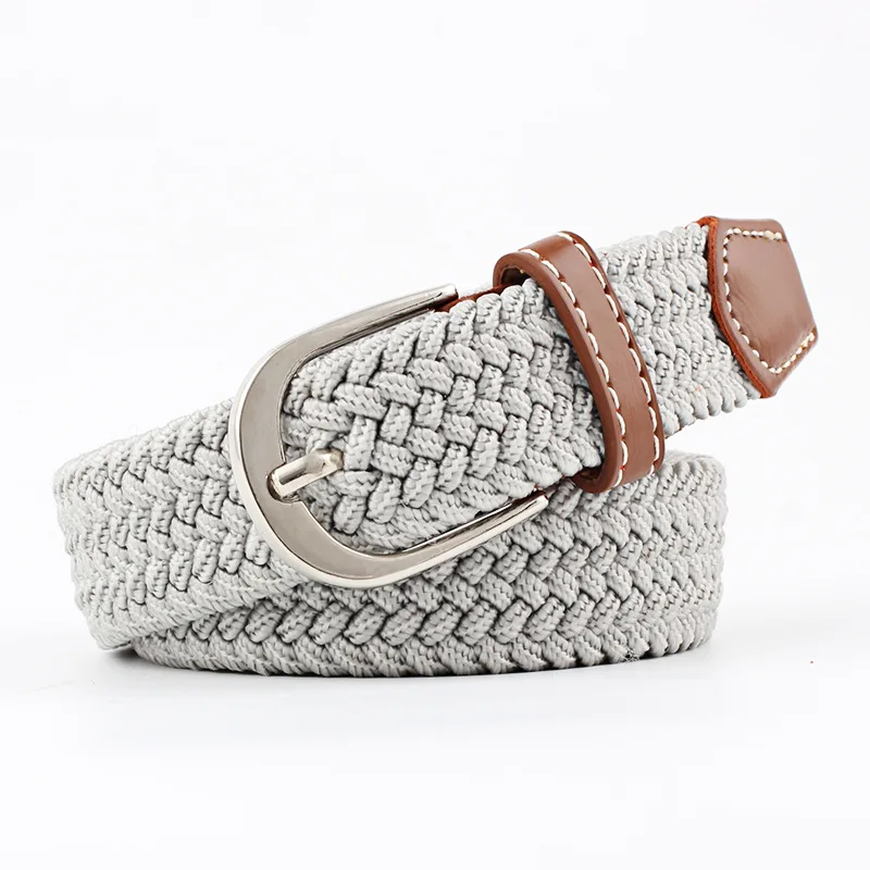 Simple and Stylish Thin Waist Belt Women Casual Elastic Waistband Canvas Buckle Braided Woven Waist Straps Dropshiping-80 - Цвет: 14