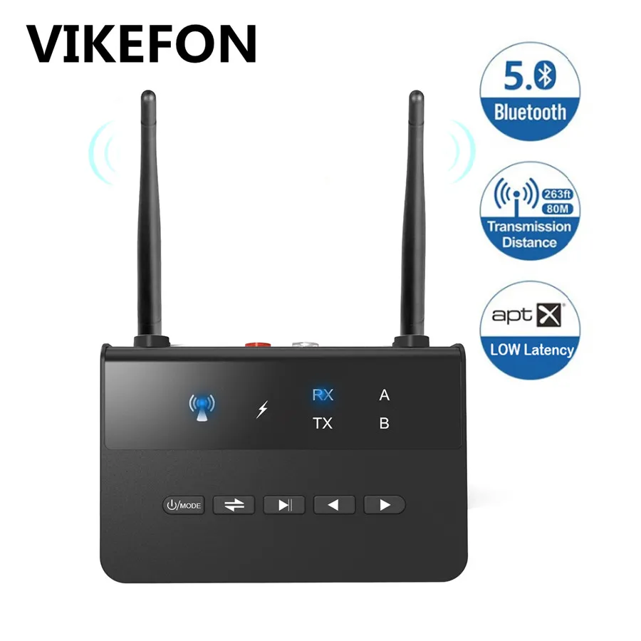 Bluetooth 5 0 аудио трансмиттер 80 м приемник Aptx LL AAC стерео беспроводной адаптер 3 мм AUX 2