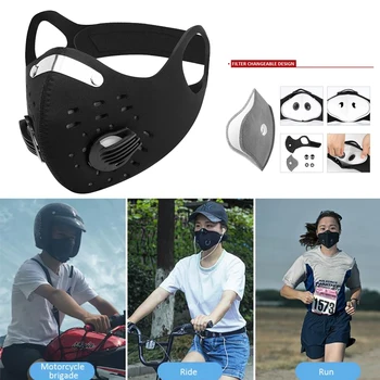 

Sports Cycling Face Mask With 2 Filter Air Purifying Filter Activated Carbon Breathing Valve Outdoor Training Running Dust Mask