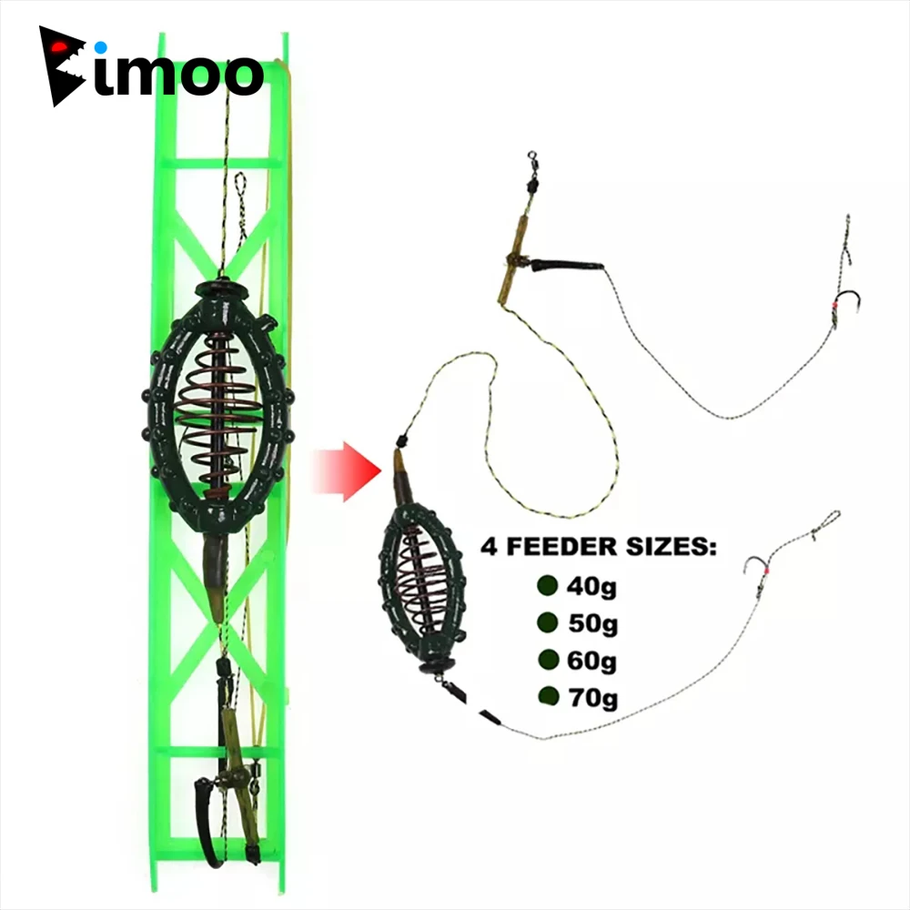 Carp Coarse Fishing Inline Method Feeder Cage Baits Thrower & Hair Rig Hook Set