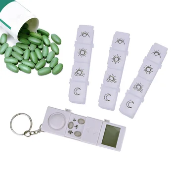 

28 Grids Weekly LED Alarm Portable Timer Reminder Organizer Container Tablet Dispenser Pill Box Intelligent Electronic Case