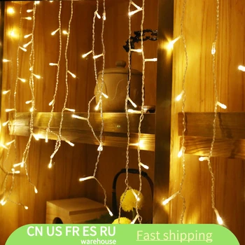 

Garland Christmas LED Curtain Icicle String Fairy Light 5M 96Leds Droop Outdoor Holiday Party EU Plug 220V