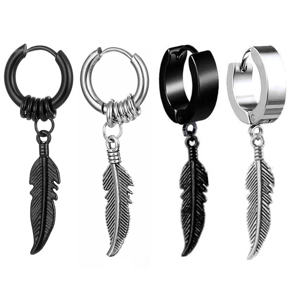 KPOP Korean DNA Wing Leaf Feather Stud Earrings For Mens Womens Earring Gift