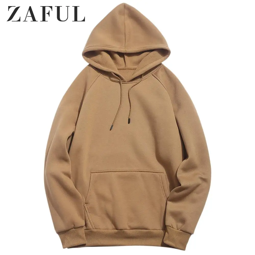 zaful pouch pocket fleece pullover hoodie