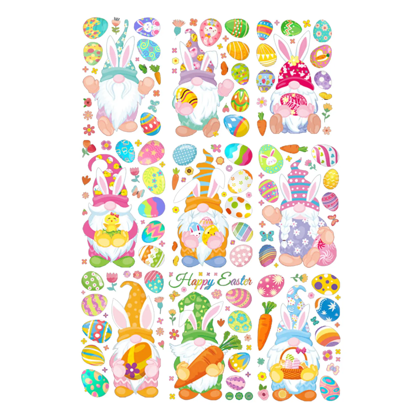 171 Pieces Easter Decal Happy Easter Rabbit Eggs Window Glass Sticker