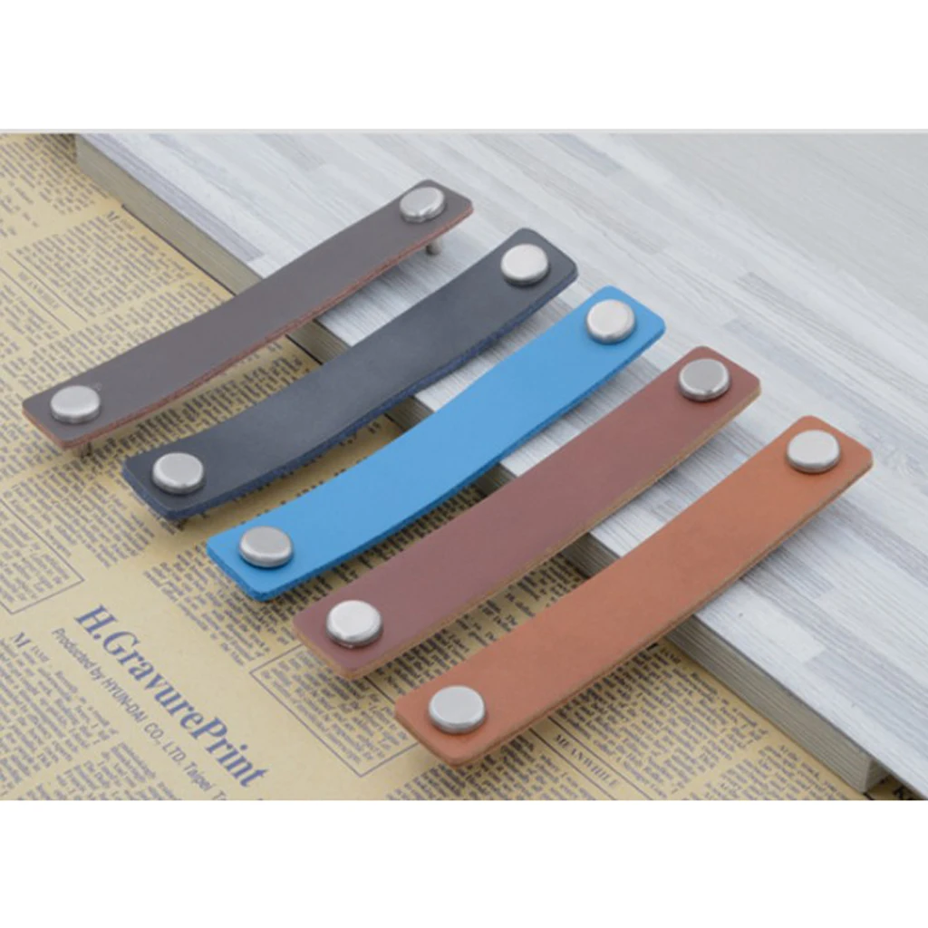 1 Set Nordic Handmade Leather Door Handle Pulls Knob Kitchen Furniture Drawer Cabinet Handles Pull Knob