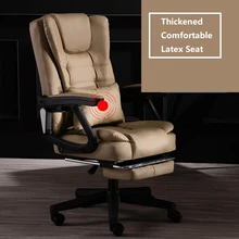 Chaise d'ordinateur pivotante à dossier haut, inclinable, en cuir, avec repose pieds, pour patron de maison, bureau, Gaming