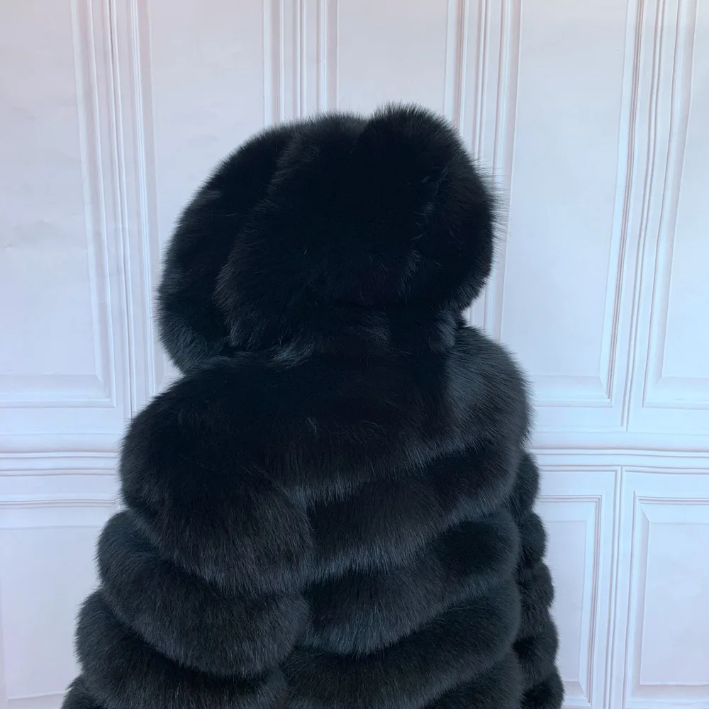 Real Fur coat women 2022 luxury winter Long Coat With Hood Natural Fox Fur Jacket HOOD Plus Size Female High Quality Winter Jack