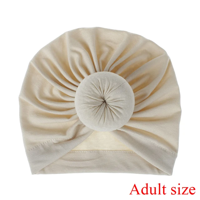 Fashion Mommy and Baby Cotton Round Ball Flower Hat Women Caps Girls Newborn Turban Knot Kids Adult Headwear Hair Accessories 21adult size