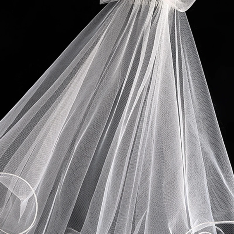 Wedding veil bridal veil comb for kids wedding hair accessories 2 tier bow embellishment props photo taking