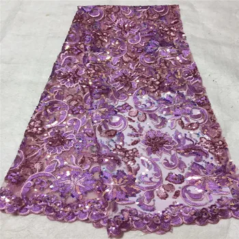 

Nigerian Lace Fabrics African Glitter Lace Fabric Latest African Laces 2019 French Bridal Tulle Lace Fabrics Wedding Purple