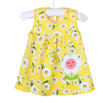 

DishyKooker Baby Clothing Girl Dress Cotton Tops Sleeveless Embroidery Flower Crew Neck Princess Sundress for 0-2Y