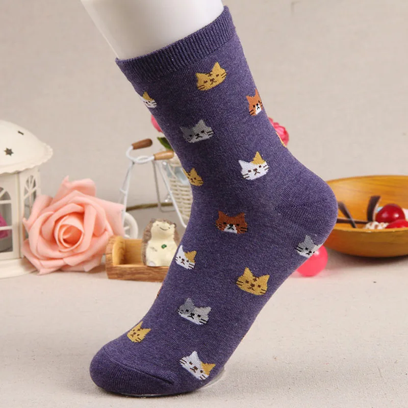 Новинка, женские носки, брендовый носок, модные носки унисекс, с рисунком кота, Meias Feminina, забавные, низкие, по щиколотку,, носки с котом
