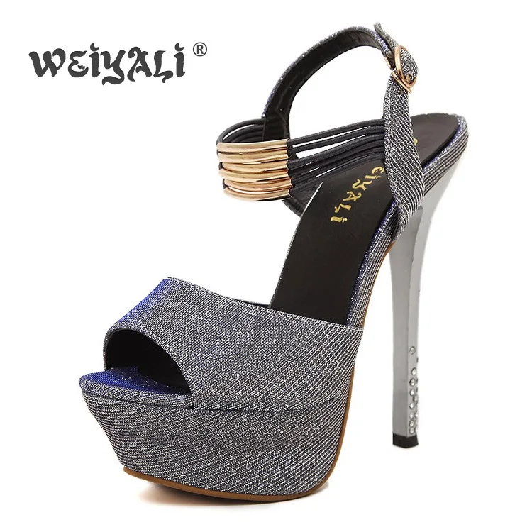

Summer WOMEN'S Shoes Sexy Super High Heels Waterproof Platform Fish Mouth Man-made Diamond Thin Heeled Sandals Summer Fashion Hi