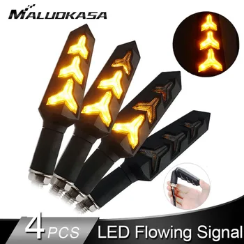 

4pcs LED Turn Signals for Motorcycle Flowing Water Stop Signal Built Relay Blinker Motorbike Arrows Bendable Brake Light Flasher