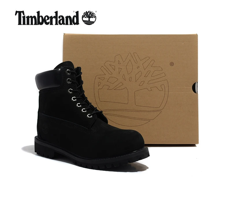 Женские Классические ботильоны TIMBERLAND черные теплые ботинки из натуральной кожи
