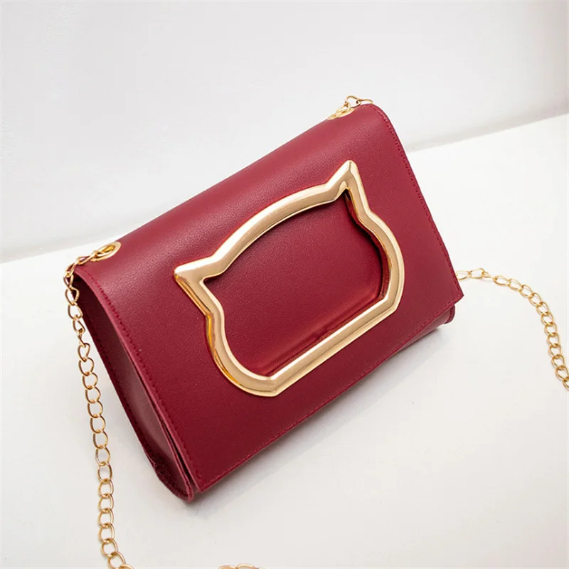 

2019 New Arrival Sweet lady cat head hardware decoration shoulder diagonal package