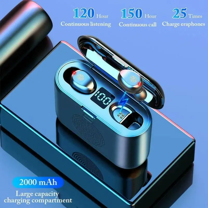 TWS Bluetooth 5 0 Earphone Wireless Headset Touch LED 8D Stereo Sound Earbuds Waterproof Sports Gaming Headset