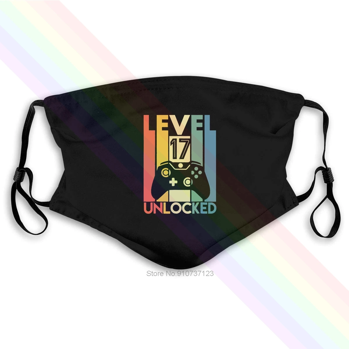 Level 17 Unlocked Funny Video Gamer 17th Birthday Gift Amazing Washable Reusable Mask With 2Pcs PM2.5 Filters 5 Layers | Аксессуары для