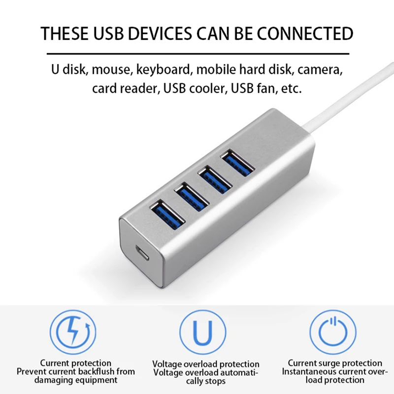 Высокая эффективность концентратор сплиттер USB3.0 концентратор Алюминиевый сплав корпус usb-хаб 4 порта эффективный сплиттер один для четырех внешних жестких дисков