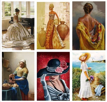 

5D DIY Diamond Painting Women Diamond Embroidery Girl Full Round Rhinestones Cross Stitch Mosaic Needlework Wall Sticker Gift