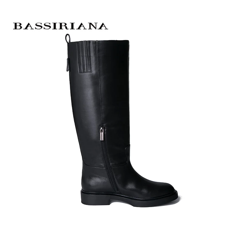 BASSIRIANA2019 новые осенние и зимние женские сапоги кожаные туфли на кожаной нескользящей подошве женские плоские сапоги