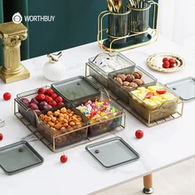 WORTHBUY Food Container Dry Fruits Snacks Storage Box With Rack Leak Proof Plastic Box Kitchen Separate Freezer Seal Organizer