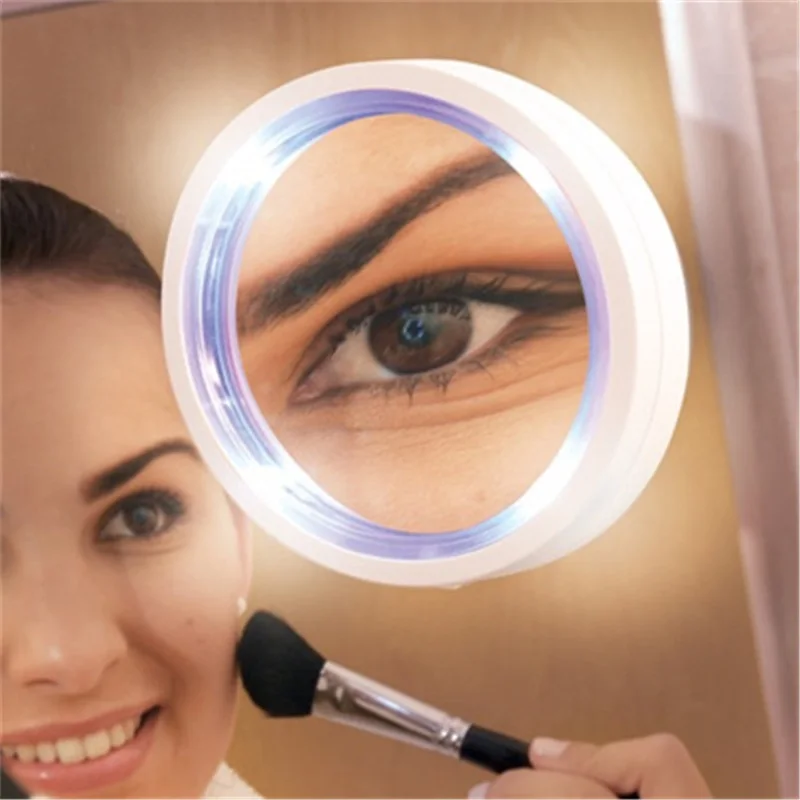 Creative With Light Makeup Mirror Bathroom Suction Cup Beauty Mirror 360 Degree LED Lights 5X Makeup 1