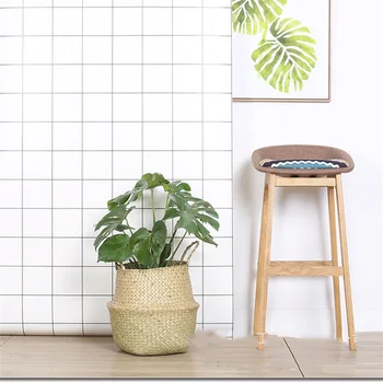 

Mini Bamboo Storage Baskets Foldable Laundry Straw Patchwork Wicker Rattan Seagrass Belly Flower Pot Planter Handmade Basket