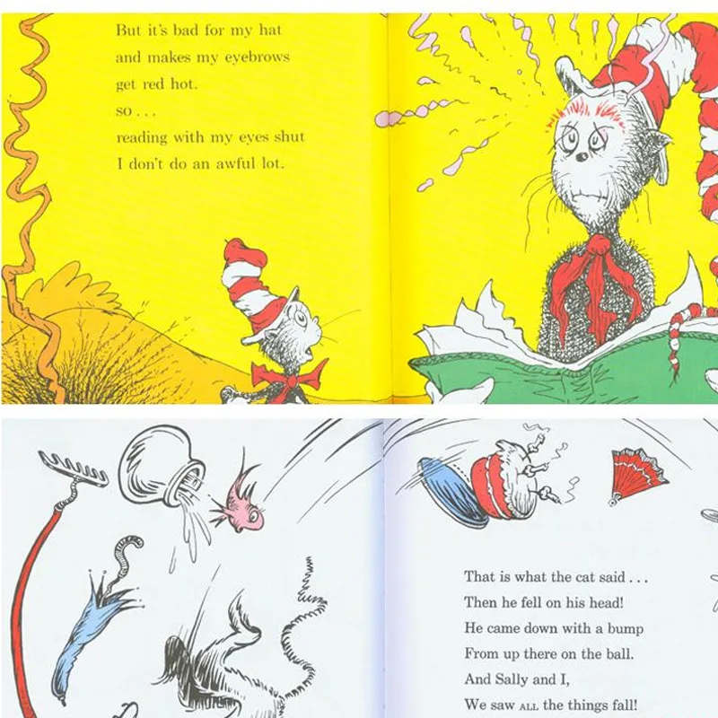 THE CAT IN THE HAT Dr.Seuss Interesting Story Kids Baby Early Education English Picture Books 1 Pc Kids Learning Toys