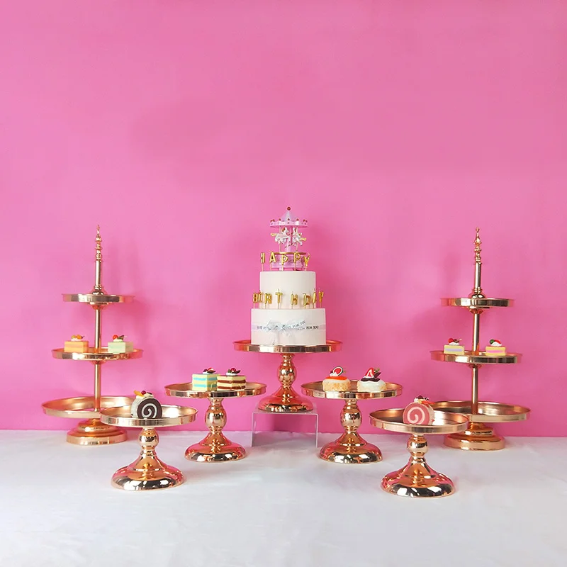 3-7 шт. Серебряное золото торт стенд набор гальваническое зеркало лицо Свадебная вечеринка стол конфеты бар стол украшения инструменты - Цвет: 7 pcs