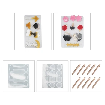 

Crystal Epoxy Resin Mold Hair Pin Casting Silicone Mould DIY Crafts Jewelry Charm Barrette Hair Clip Making Tools