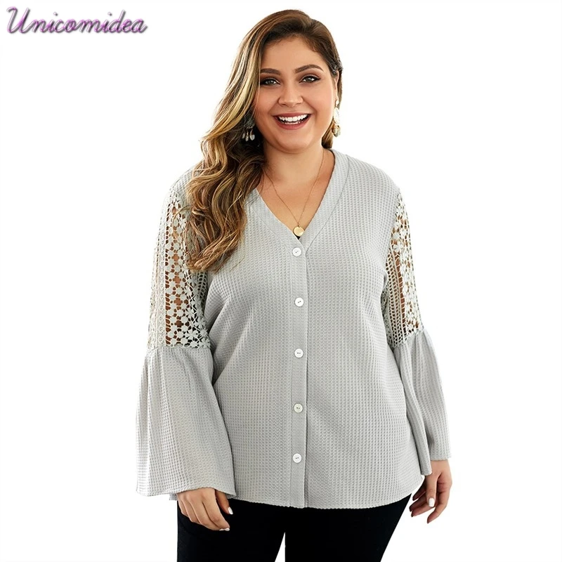 

Grey Lace Warm Basic Cardigan Plus Size Women Knitted Casaco Feminino Long Sleeve V Neck Button Sweater Cardigan 2019