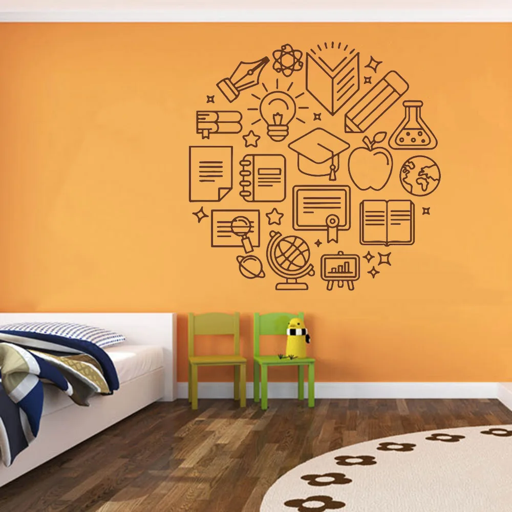 Наклейка на стену школьные принадлежности виниловые наклейки для обучения