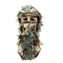 Камуфляж головной убор маска 3D Камуфляж Охота полиэстер Открытый лист лес тактическая Рыбалка Millitary дышащий полный лицо