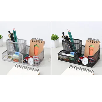 

Metal Mesh Desk Supply Organizer Office Supply Caddy Pen Holder Pencil Cup Desktop Storage Organizer (2)