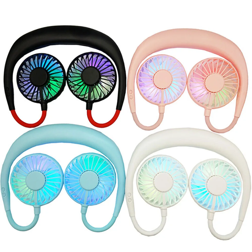 

Portable 2000 mAre USB Mini Fan Neck Fan Rechargeable Small Portable Sports Fan with light Usb Desk Hand Air Conditioner cooler