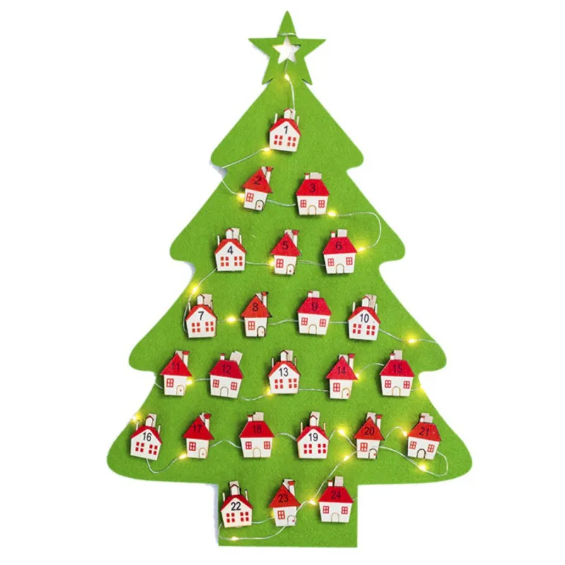

Christmas Lighted Felt Calendar Christmas Lighted Felt Calendar Pendant Clip Green String Calendar Christmas Calendar Decoration