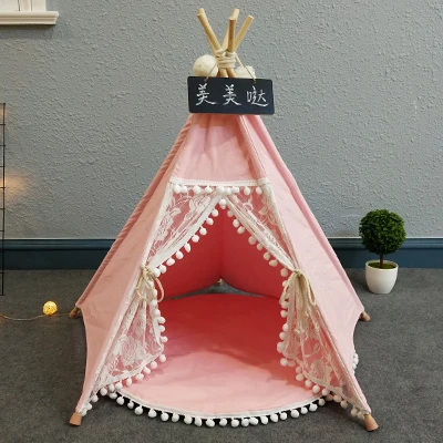 Tent and Cushion Розовый и белый коврик для палатки для собак, для путешествий, для дома, для домашних животных, палатка из дерева, для питомцев, съемный домик для кошек, собак, уютный дом, принадлежности для домашних животных, коврик Dec - Цвет: Tent and Cushion