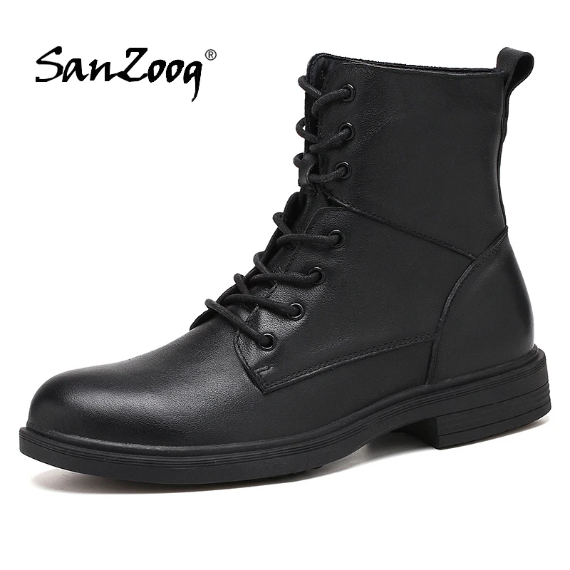 

Winter Black Leather Boots Men Botas Hombre Boot Masculina Coturno Botines Booties Botina High Top Dropshipping