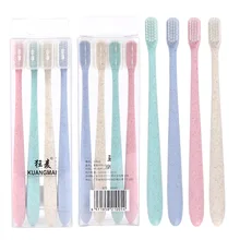 Зубная щетка из пшеничной соломы, 4 палочки, ультра-тонкие мягкие волосы, для взрослых, домашняя зубная щетка из пшеницы, оболочка