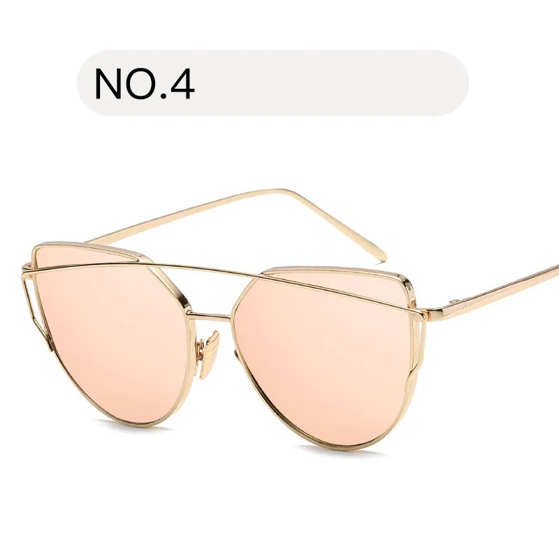 MUSELIFE брендовые дизайнерские солнцезащитные очки кошачий глаз женские винтажные металлические отражающие очки для женщин зеркальные ретро очки Oculos De Sol Gafas - Цвет линз: 4-Gold LightPink